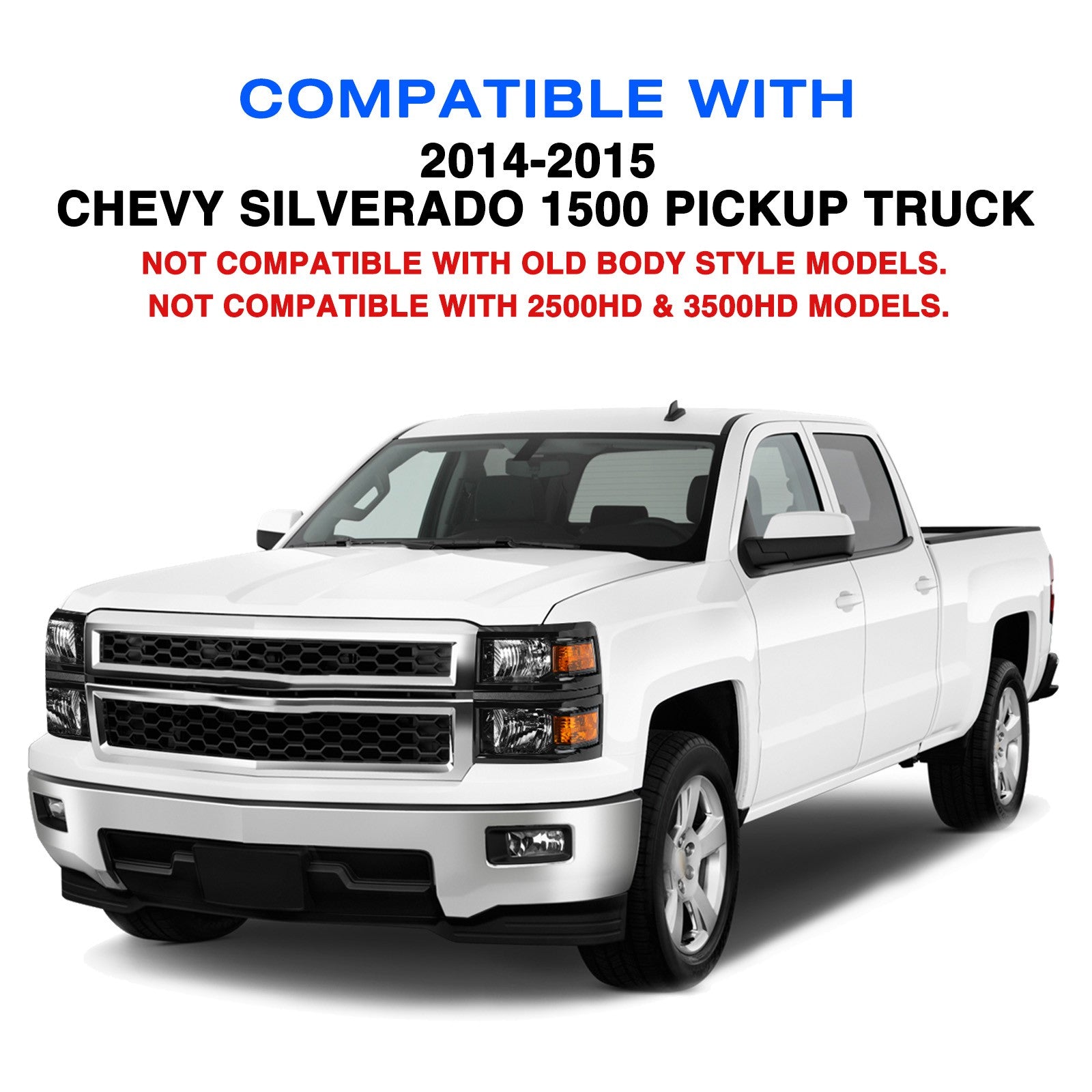 For 2014-2015 Chevy Silverado 1500 Black Headlight Headlamp Driver Left Side