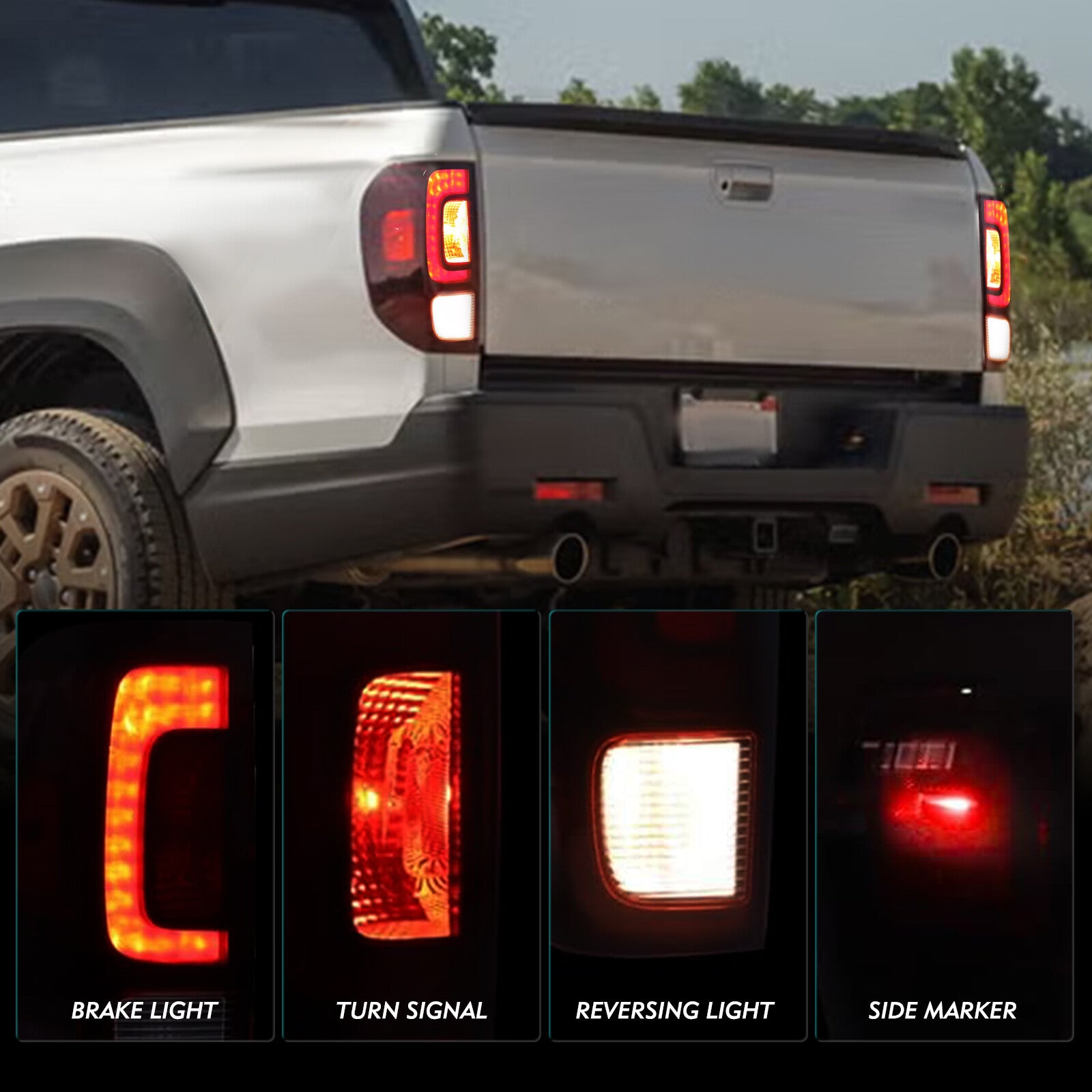 For 2017-2023 Honda Ridgeline OE Style Red Tail Brake Lights Assembly Pair