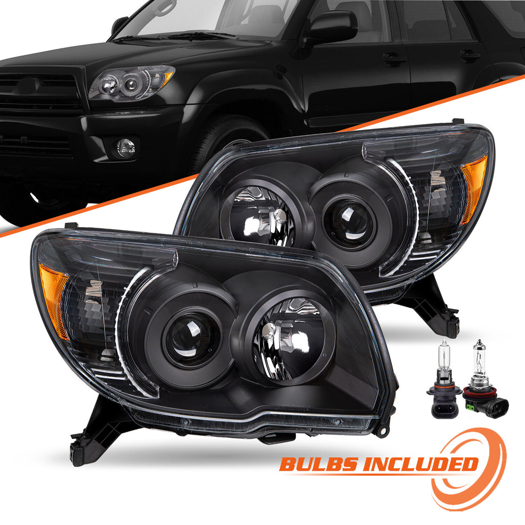 For 2006-2009 Toyota 4Runner Replacement Black Headlights lamps Left+Right