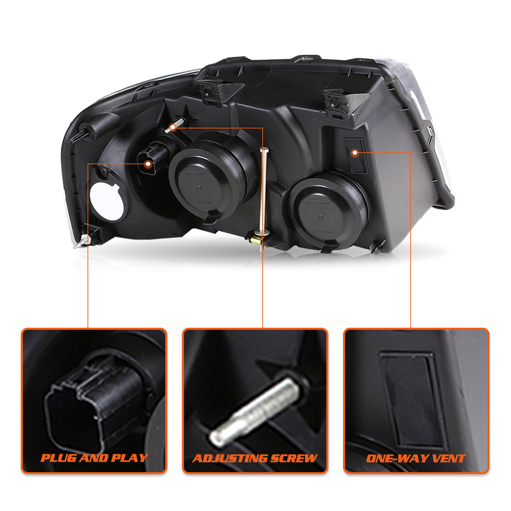 Pair Headlights Assembly For 2003-2006 Ford Expedition Chrome Housing W/Bulbs