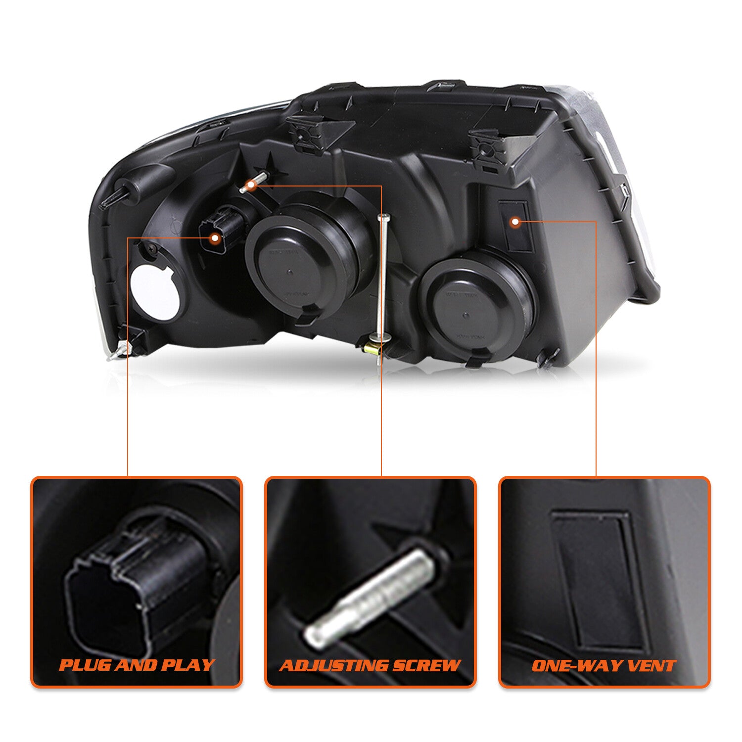 Pair Headlights Assembly For 2003-2006 Ford Expedition Chrome Housing W/Bulbs