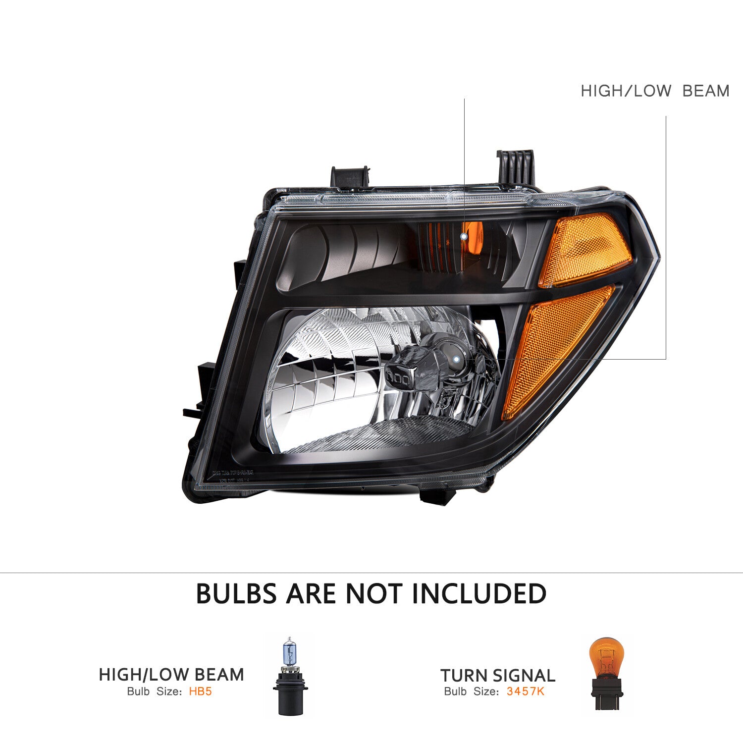 For 2005-2008 Nissan Frontier 05-07 Pathfinder Black Headlights Headlamps Set