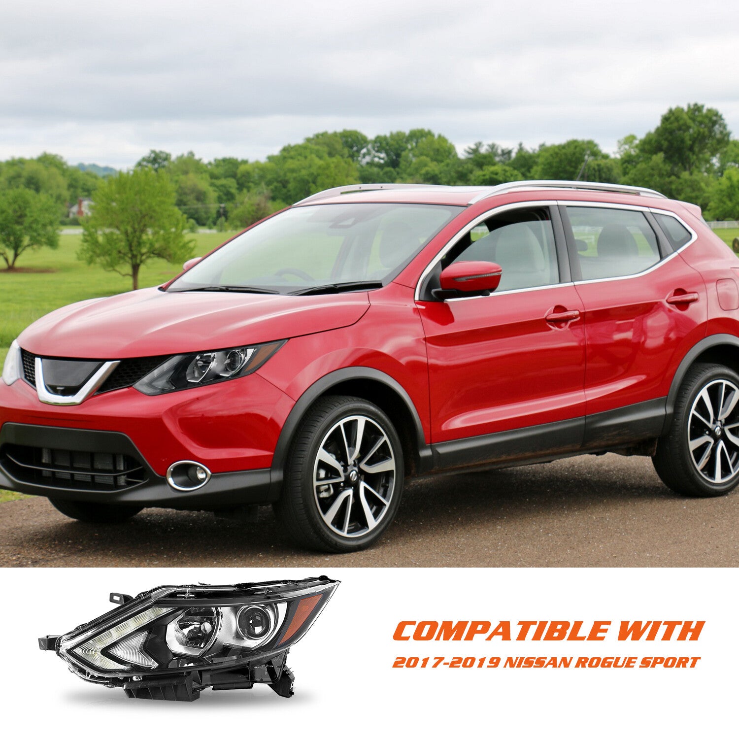 Left Headlamp For 2017-2019 Nissan Rogue Sport Halogen Driver Headlight Assembly