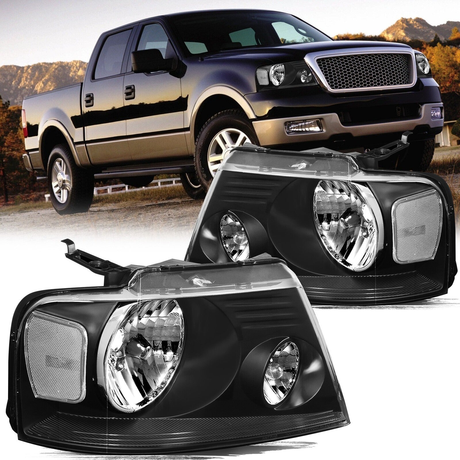 For 2004 2005 2006 2007 2008 Ford F-150 F150 Pickup Headlight Pair LH+RH