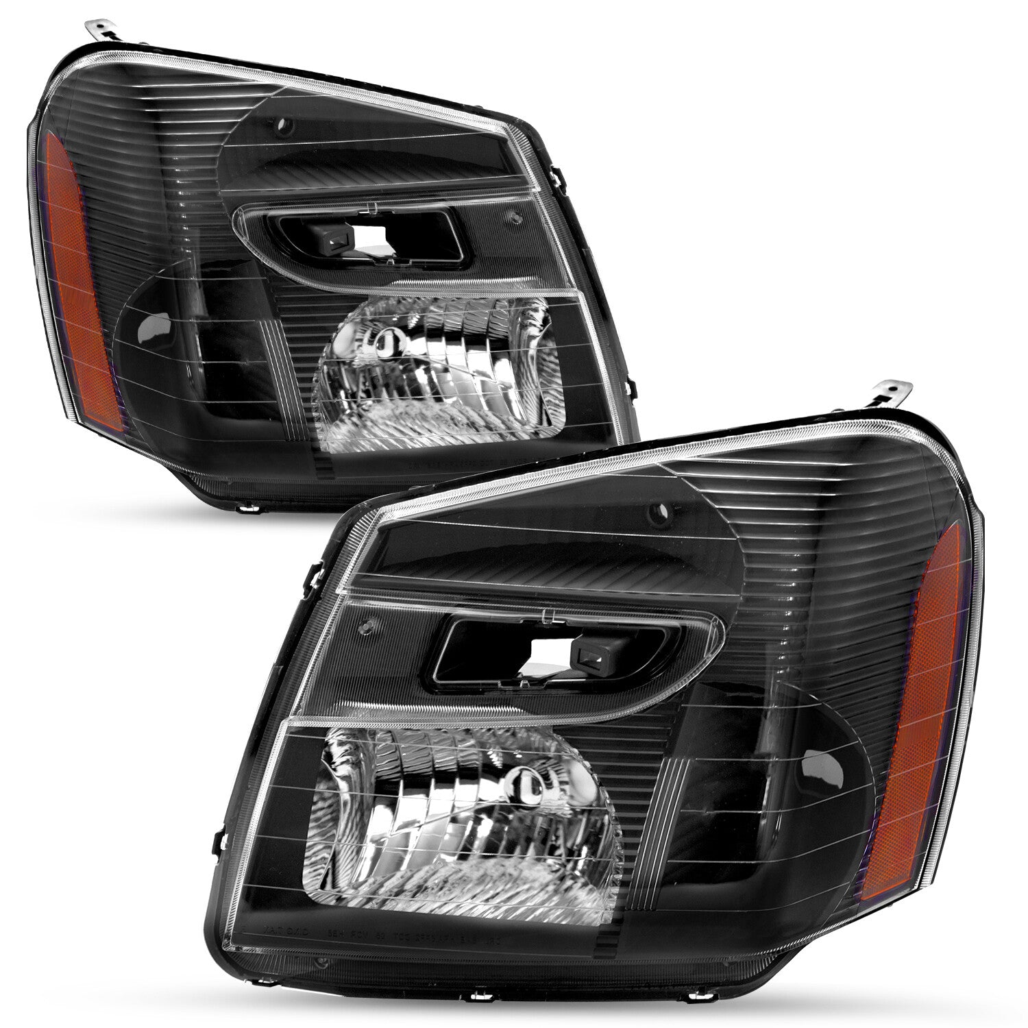 2Pcs For 2005-2009 Chevy Equinox Headlights Black Amber Corner Headlamp Pair