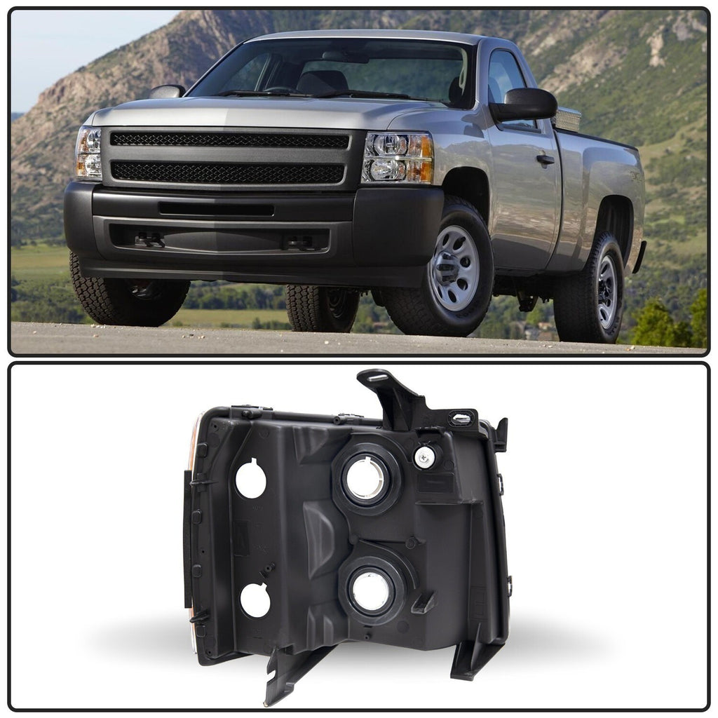 For 2007-2014 Chevy Silverado 1500 2500HD 3500HD Chrome Housing Headlights LH+RH