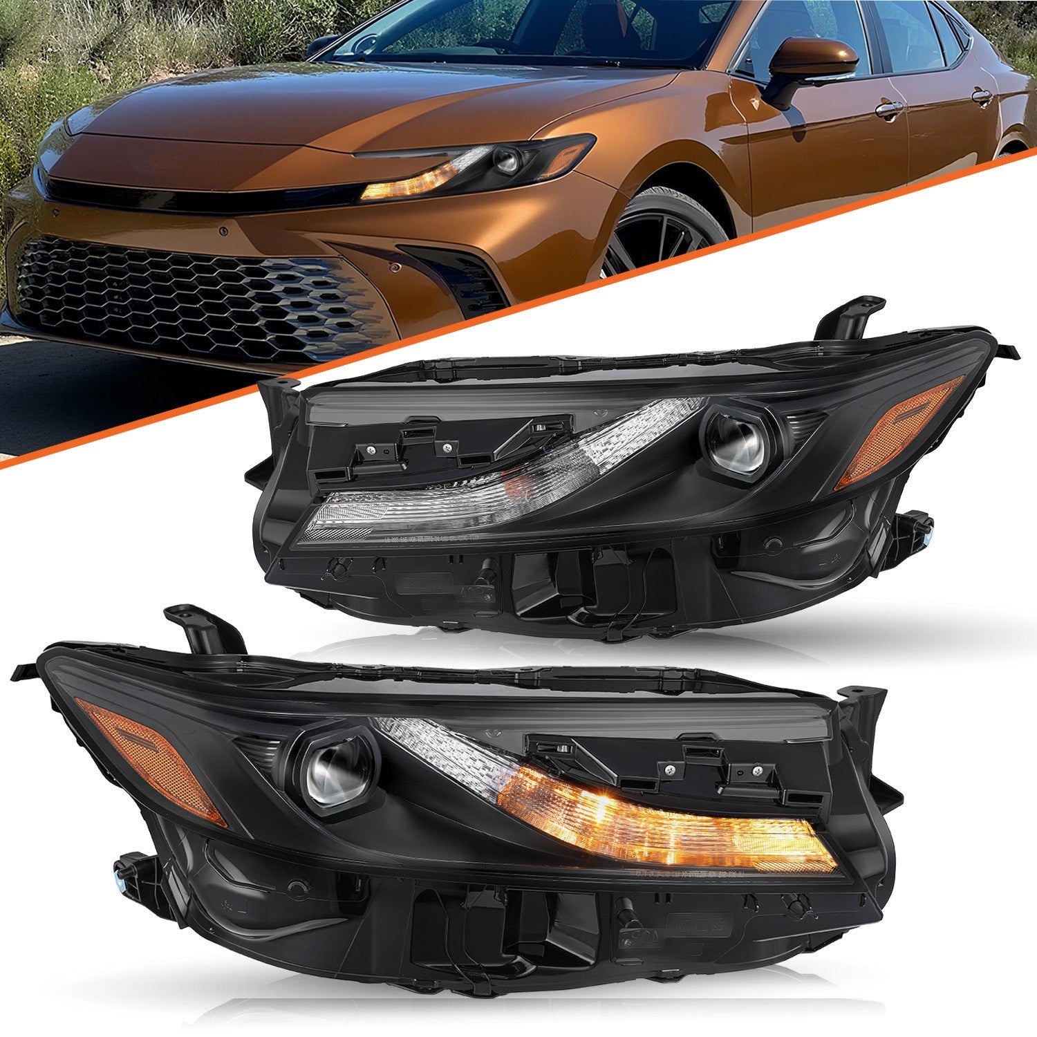 LH/RH Full LED Headlights For 2024 2025 Toyota Camry LE SE Projector Headlamps