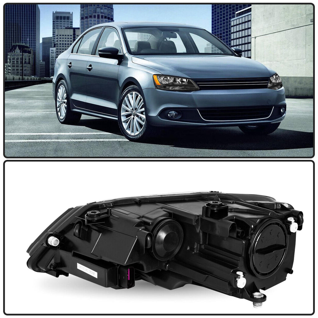 Black Amber Headlights Headlamps Assembly For 2011-2018 Volkswagen Jetta LH+RH
