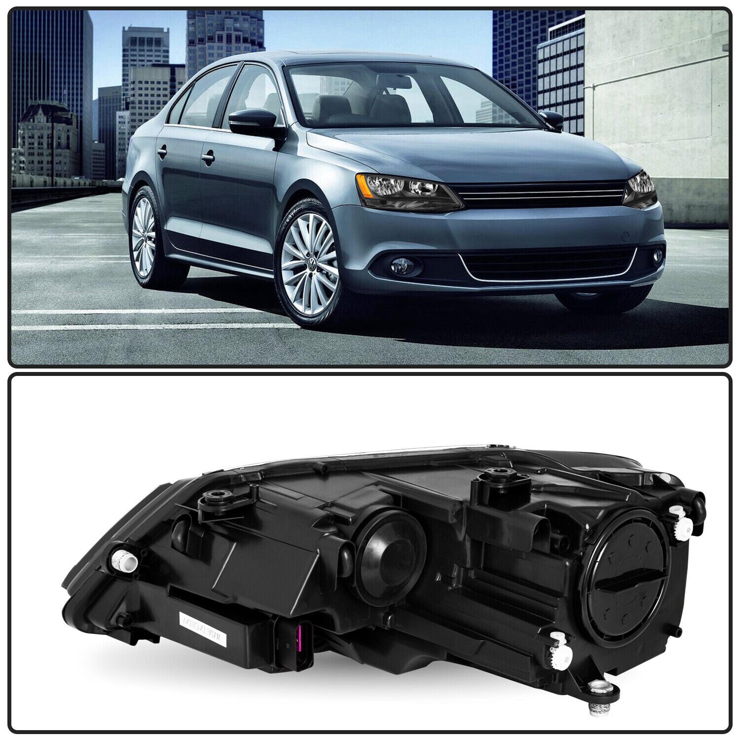 Black Amber Headlights Headlamps Assembly For 2011-2018 Volkswagen Jetta LH+RH