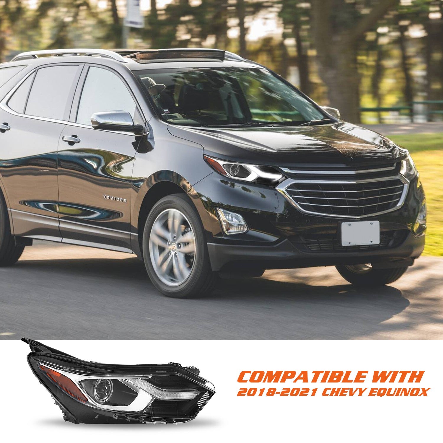 For 2018-2021 Chevy Equinox HID/Xenon Headlight w/ LED DRL Right Side w/Bulbs