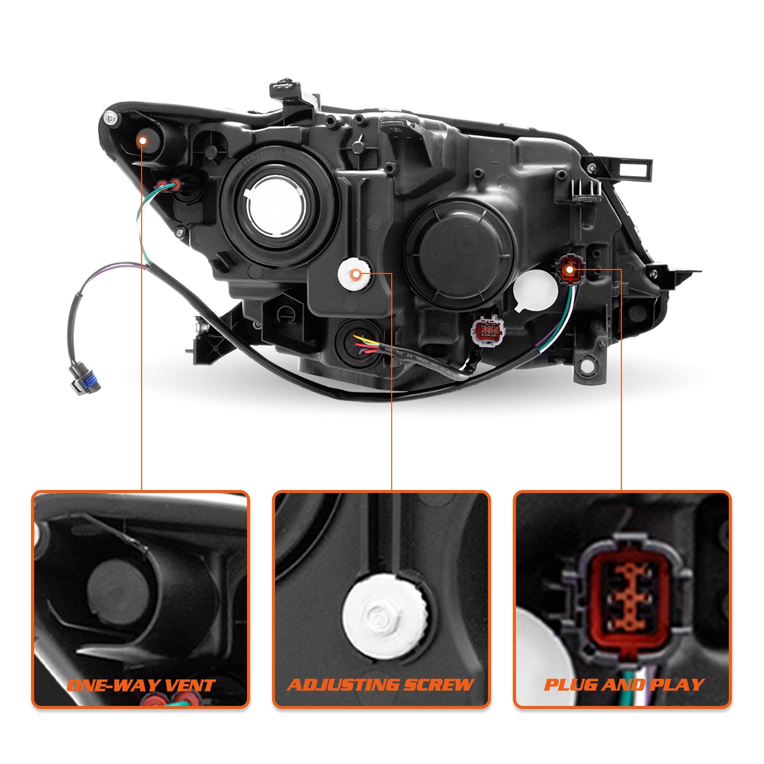 For 2014-2016 Nissan Rogue Halogen Model LED DRL Headlights Assembly Lamps Pair