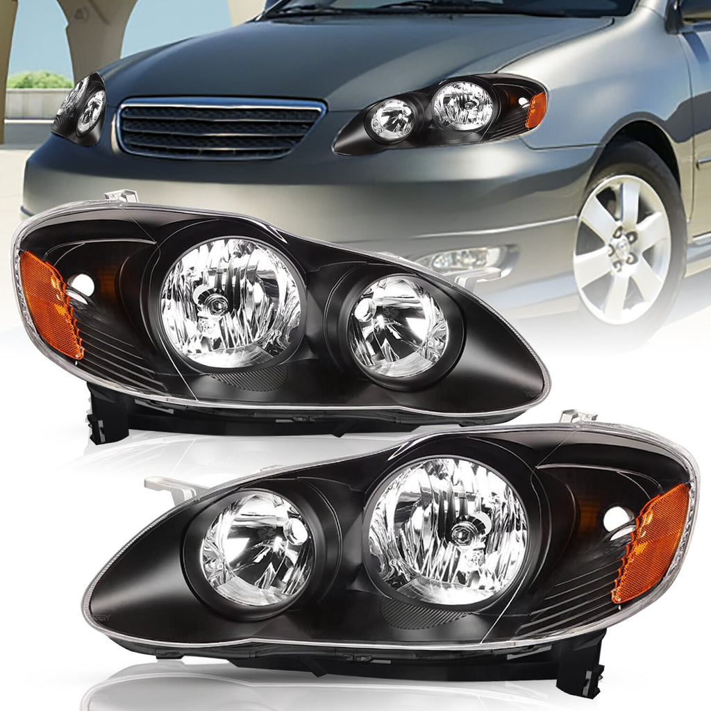 For 2003-2008 Toyota Corolla Replacement Headlights Halogen Headlamp Left+Right