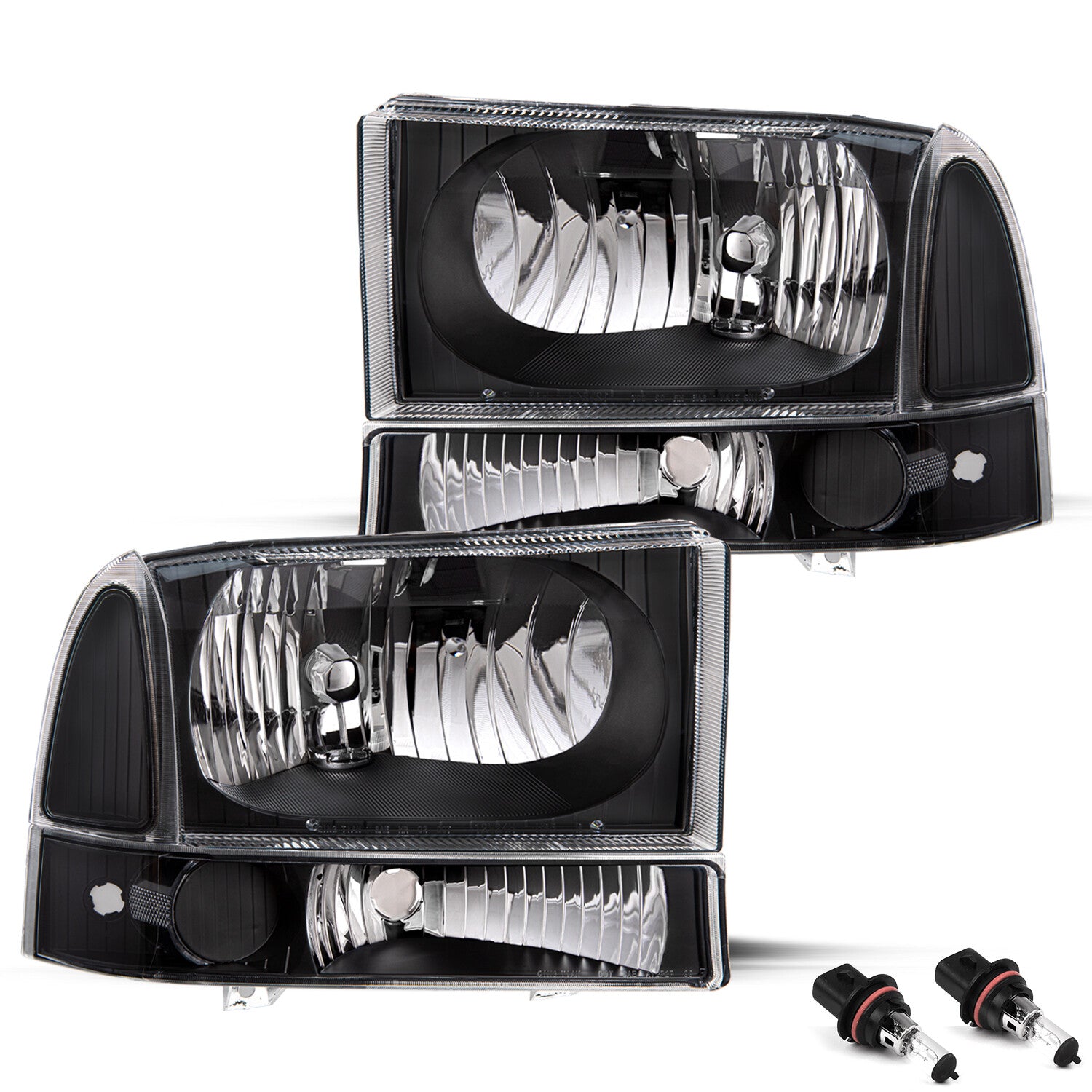 For 99-04 Ford Super Duty F250/350/450/550/ Excursion Headlight 4Pcs W/bulb