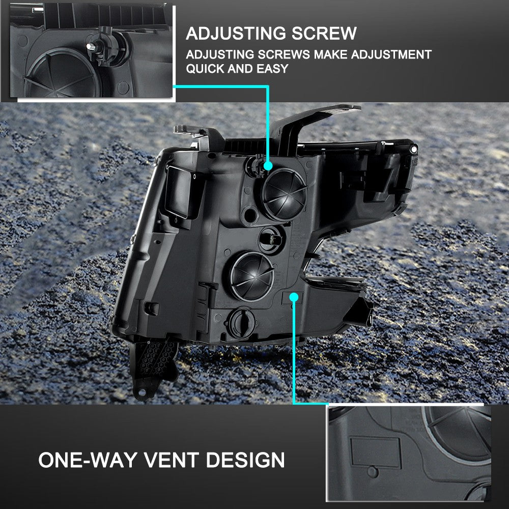 Black Headlights For 2015-2020 Chevy Tahoe Suburban Projector Headlamps LH&RH