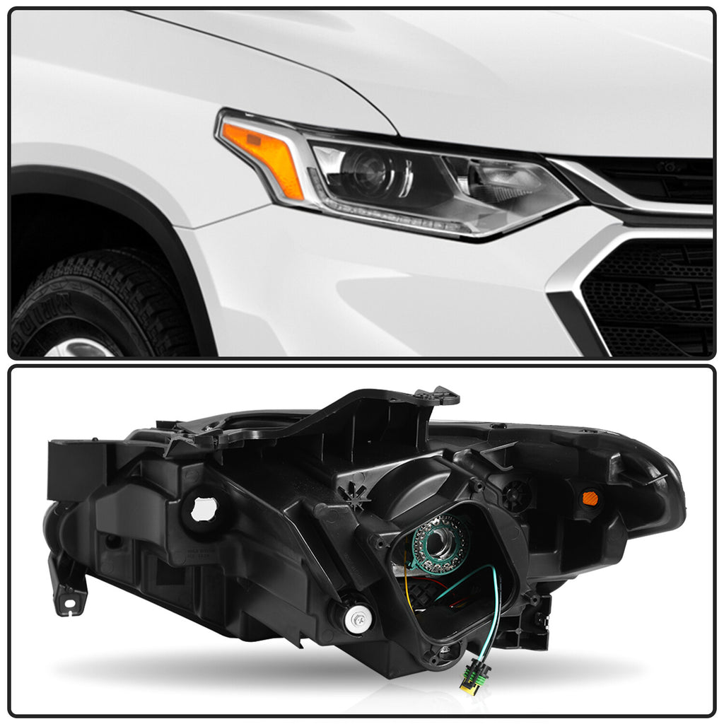 Chrome Xenon Passenger Side Headlight for 2018-2021 Chevy Traverse w/ LED DRL