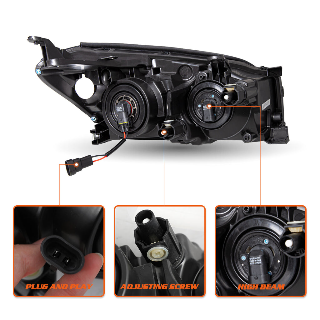 For 2009-2012 Toyota RAV4 RAV-4 Black Headlights Clear Corner Headlamps Pair