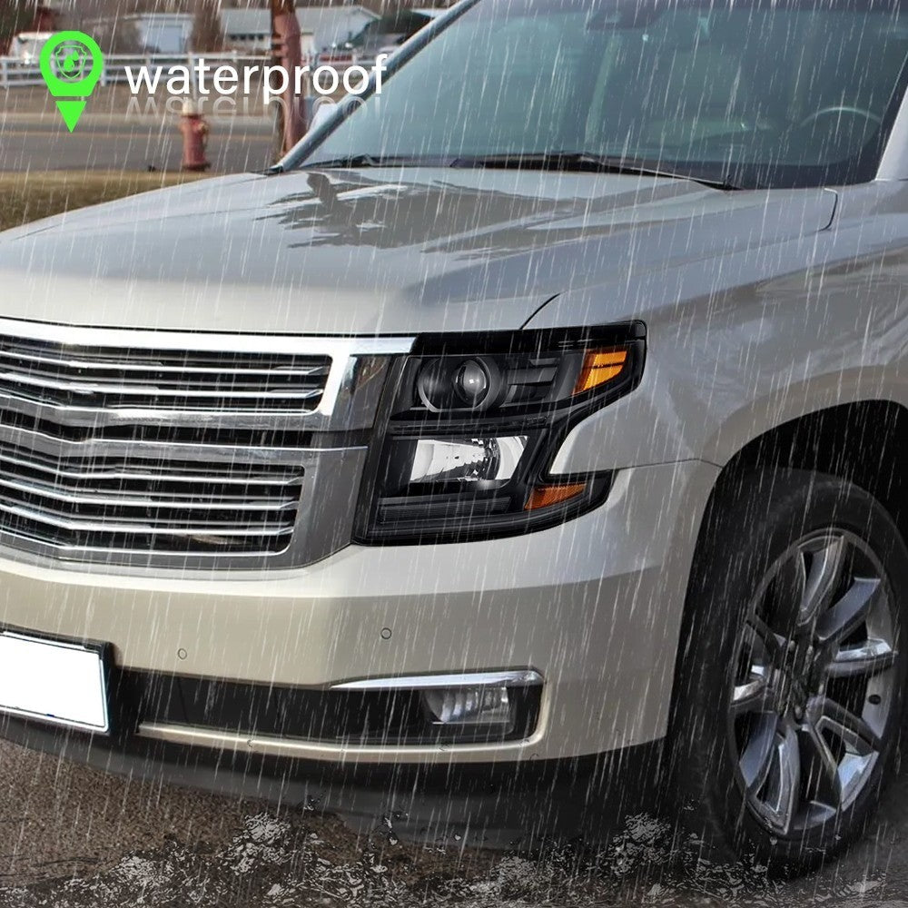 Black Headlights For 2015-2020 Chevy Tahoe Suburban Projector Headlamps LH&RH