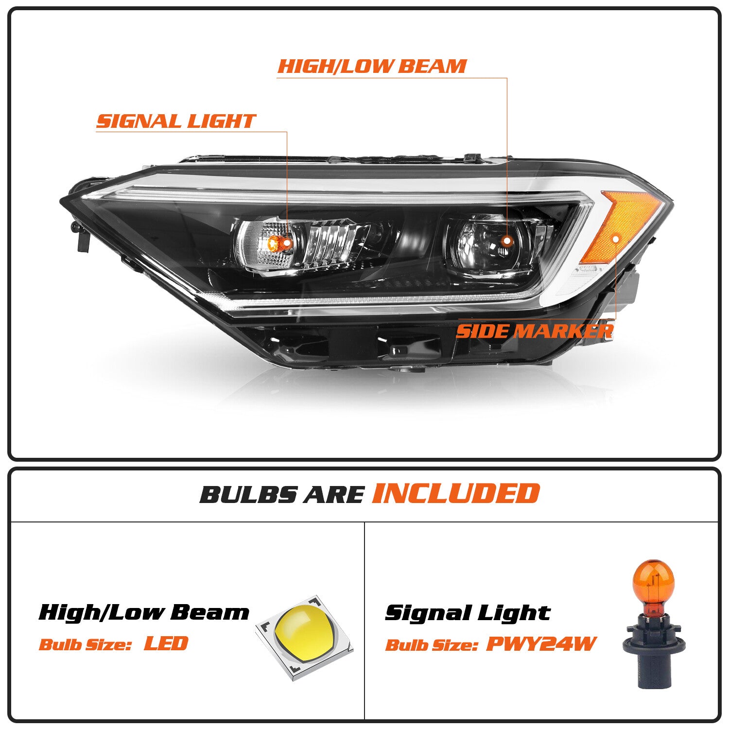 For 2019-2022 Volkswagen Jetta OE Style Projector LED DRL Headlights Lamps LH+RH