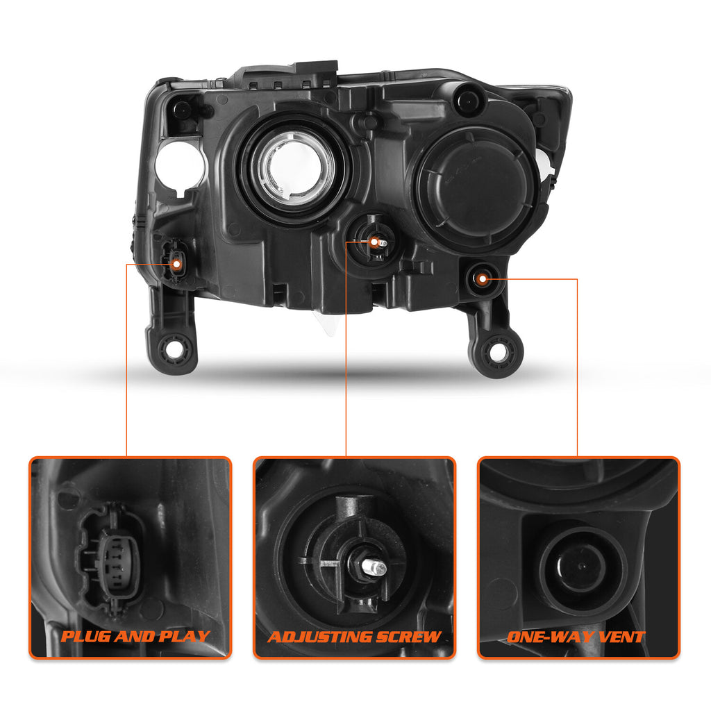 Pair L+R Clear Projector Headlight Headlamps for 2014-2016 Jeep Grand Cherokee