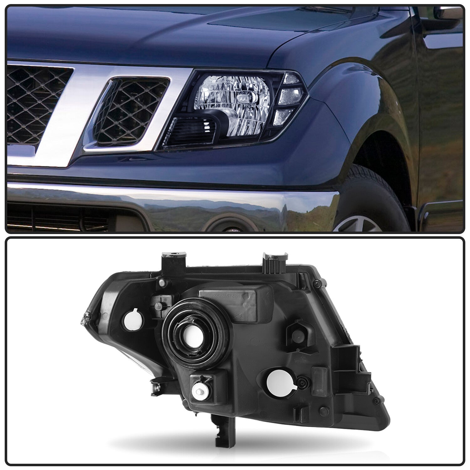 For 2009-2021 Nissan Frontier Truck Black Headlights Headlamps Left & Right Pair