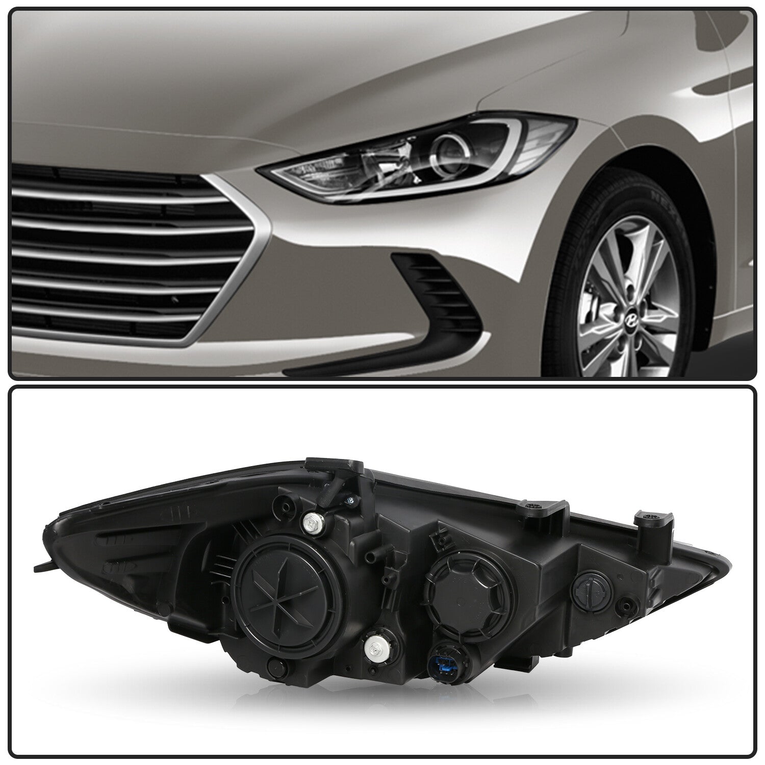 For 2017 2018 Hyundai Elantra Chrome Clear Headlights Headlamps Assembly Pairs