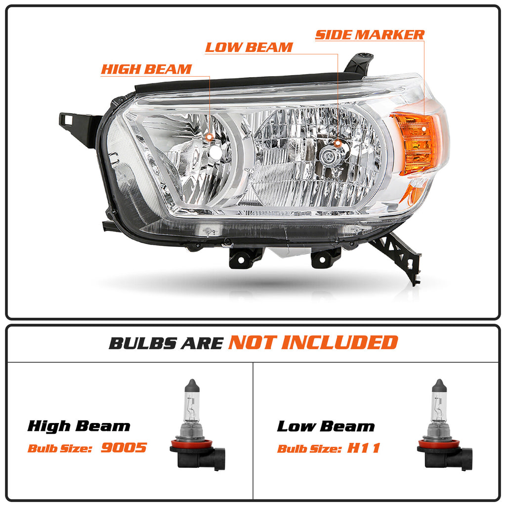 For 2010-2013 Toyota 4Runner Limited SR5 Model Amber Headlights Assembly Set