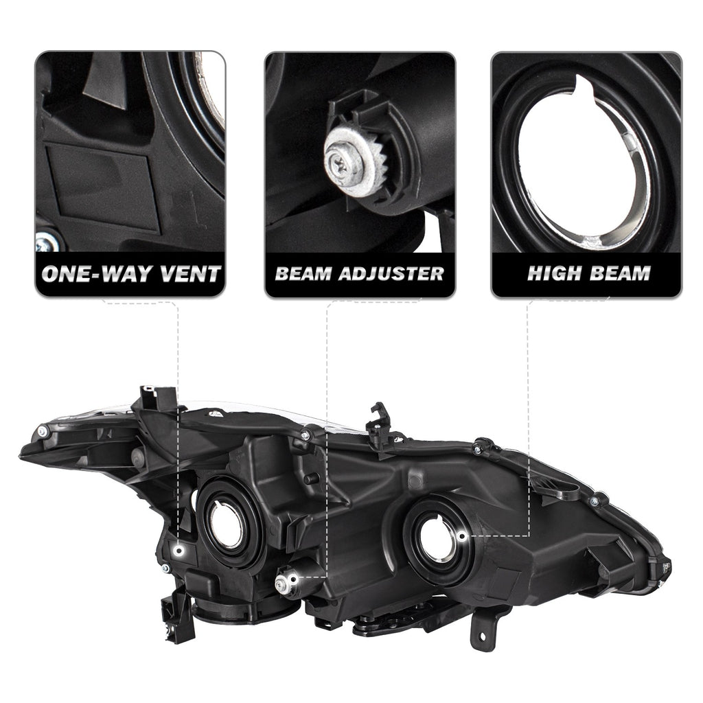 For 2013-2015 Nissan Altima 4-Door Sedan Black Projector Headlights Lamps Pair