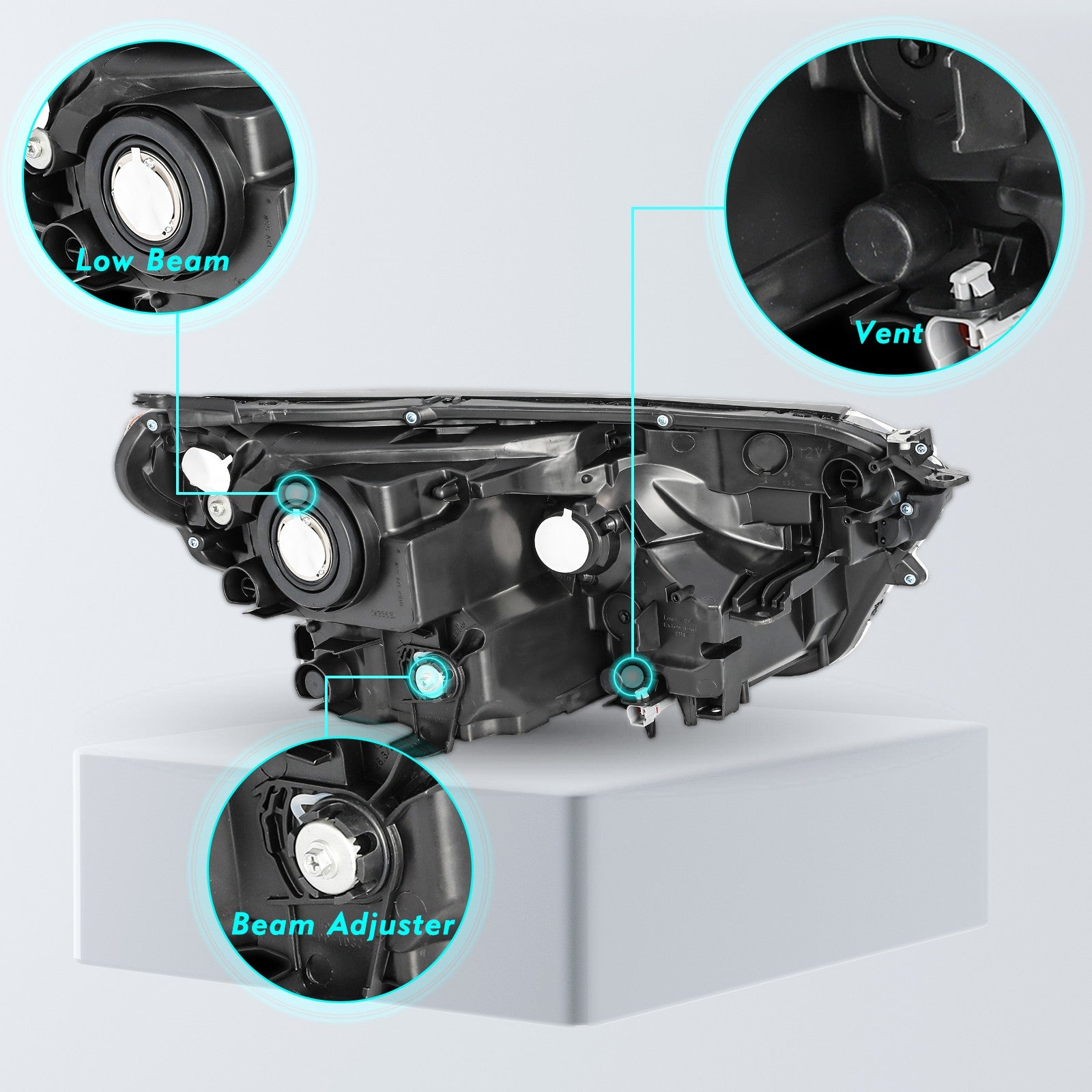 For 2016 2017 2018 Toyota RAV4 Black New Headlights Amber Corner Lamps Set