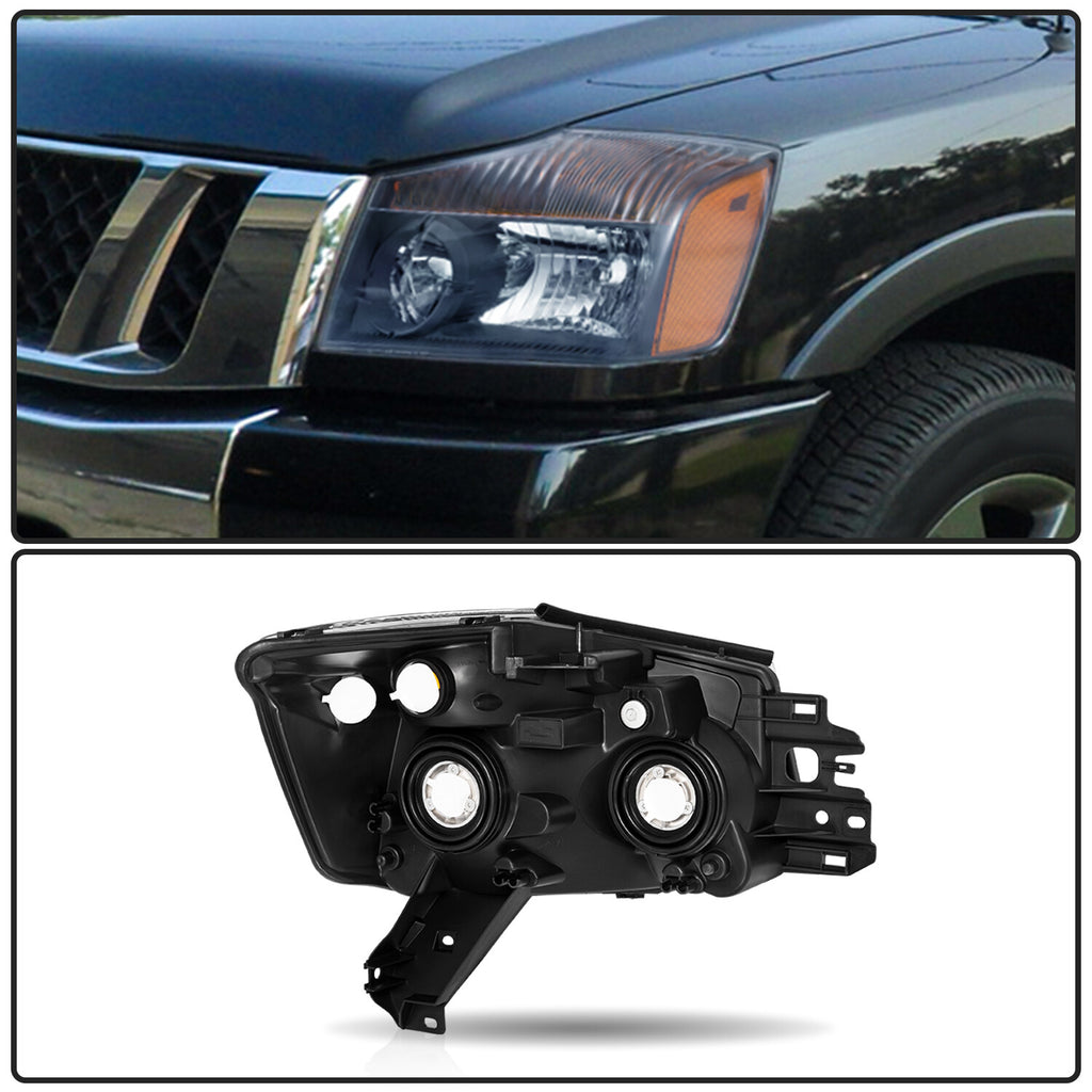 For 2004-2015 Nissan Titan 2004-2007 Armada Black Headlights Amber Corner Lamps