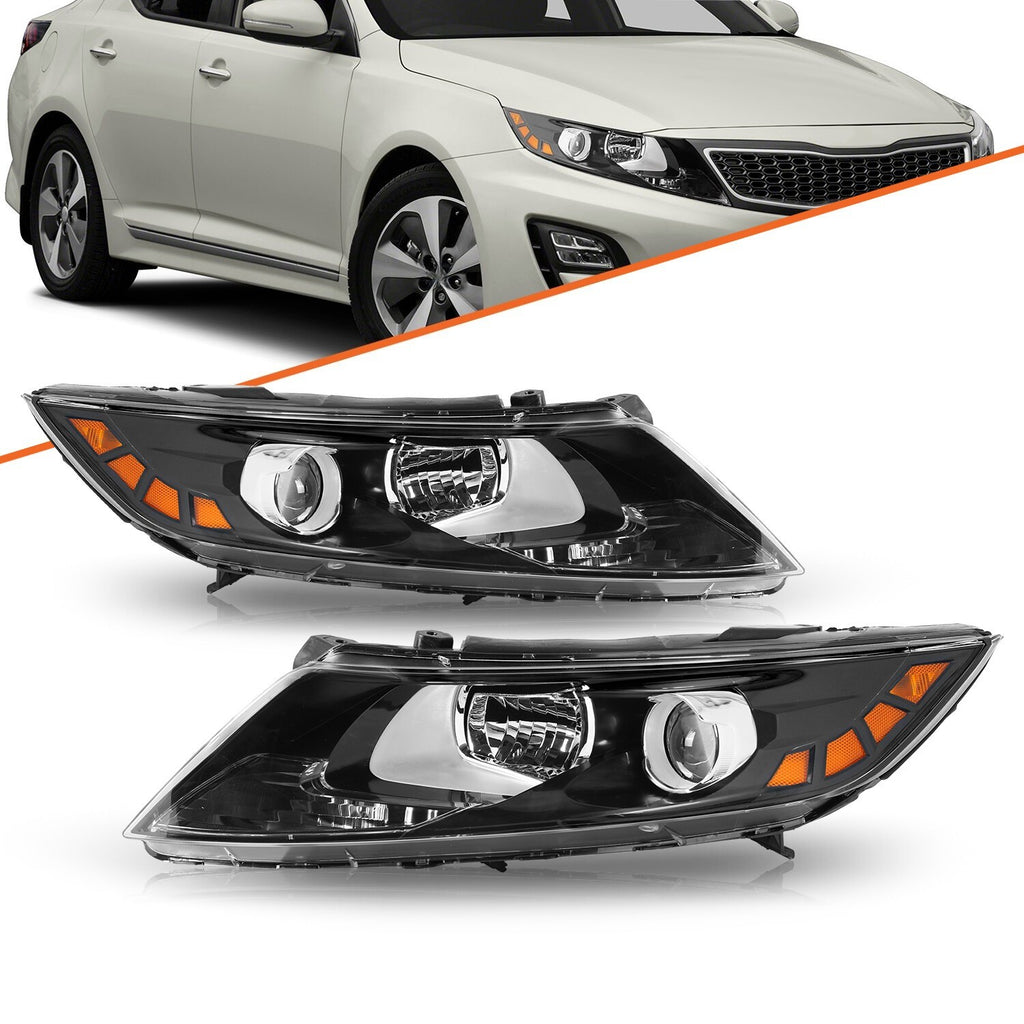 for 2011 2012 2013 Kia Optima Halogen Black Pairs L+R Headlamps Headlights