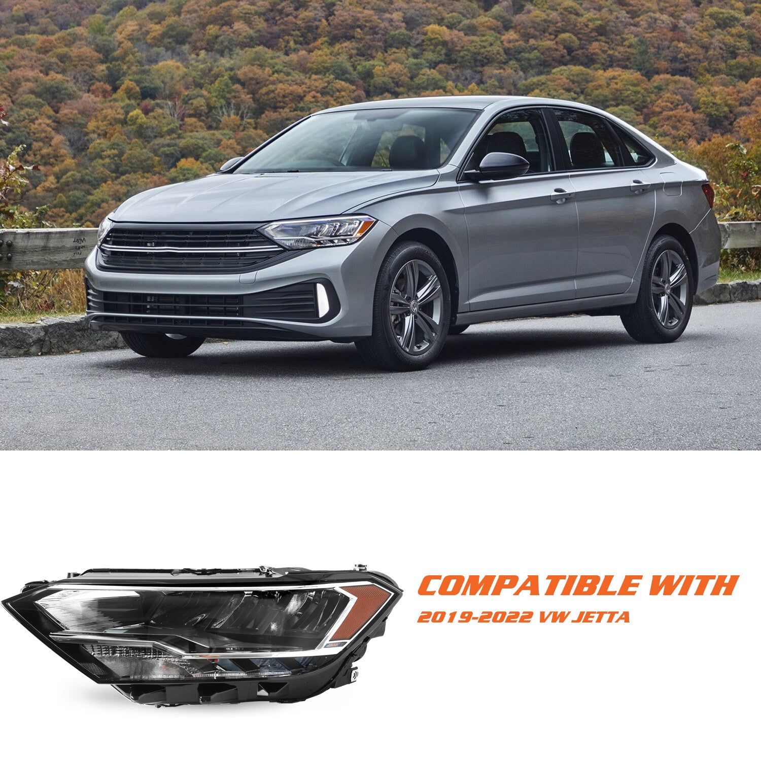 W/Blubs For 2019-2023 Volkswagen Jetta LED Headlight/Lamp [Non-Projector] Left