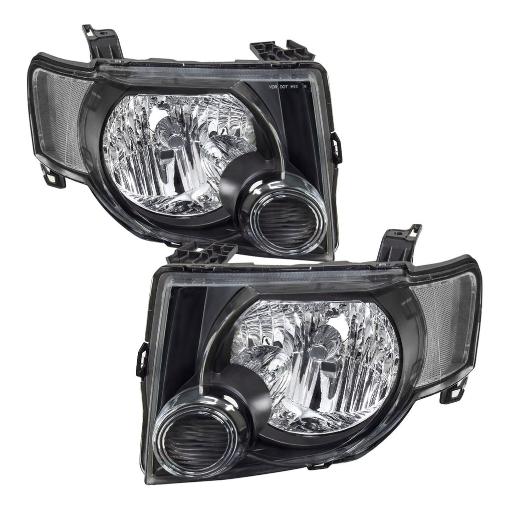 For 2008-2012 Ford Escape SUV Black Headlights Headlamps Pair LH+RH