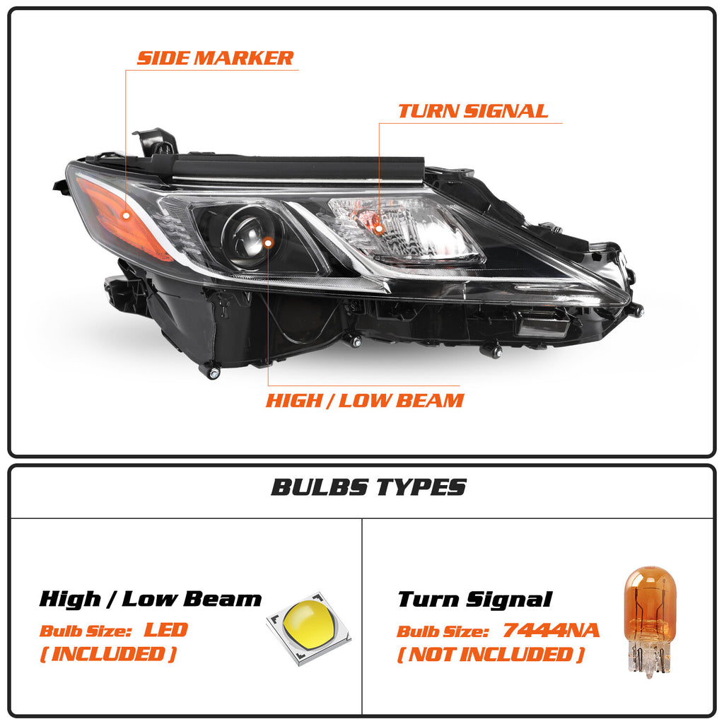 LED Projector Headlight for 2018-2023 Toyota Camry L LE SE Right Passenger Side