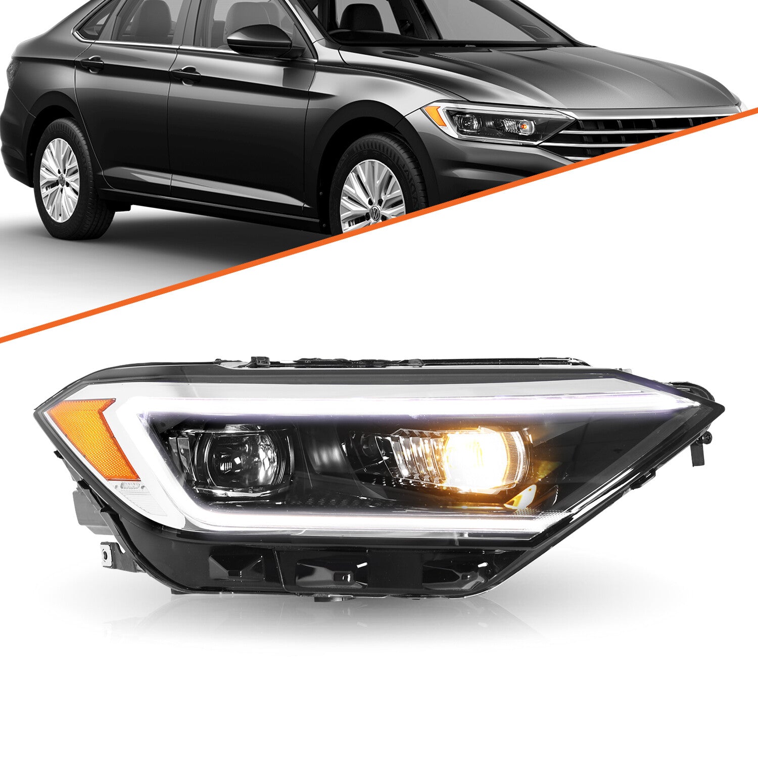 For 2019-2022 Volkswagen Jetta SEL LED w/DRL Projector Headlights Passenger Side