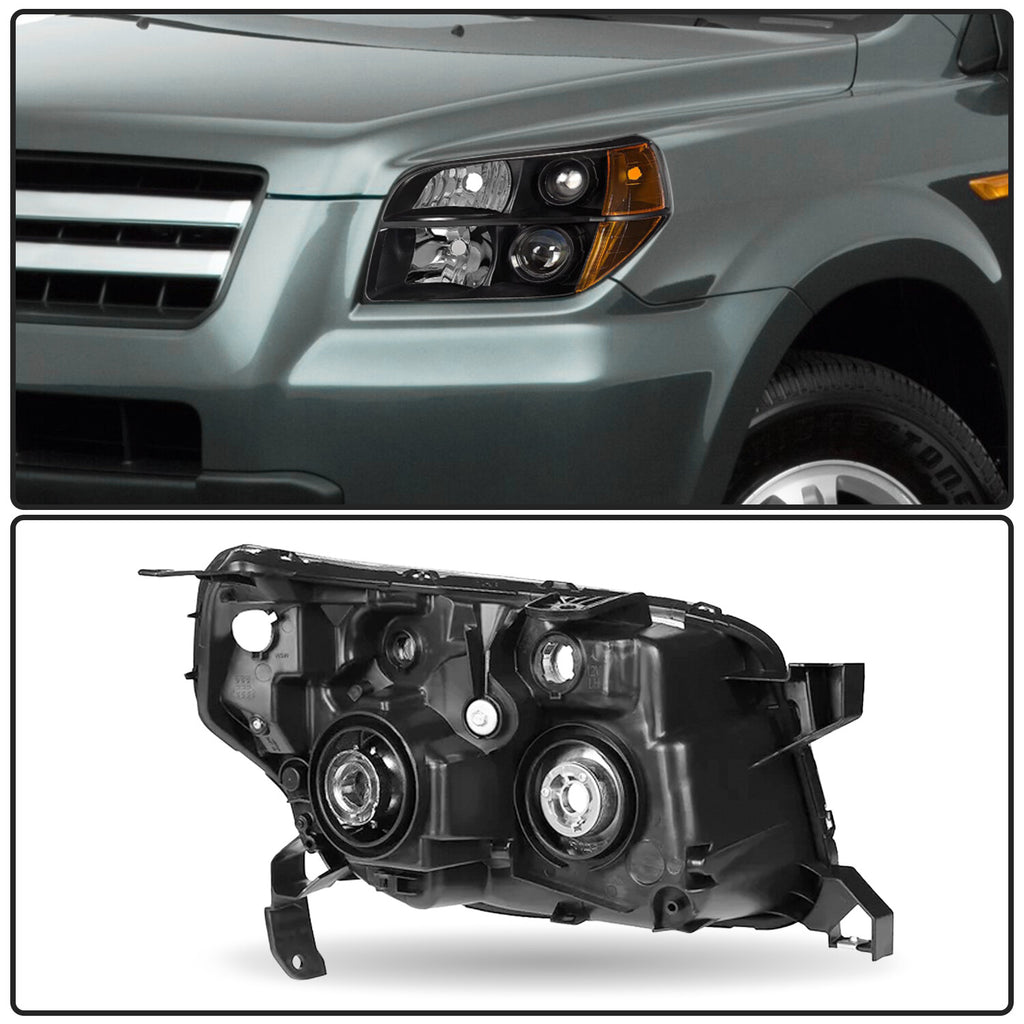 For 2006 2007 2008 Honda Pilot Black Housing Amber Corner Headlights Assembly