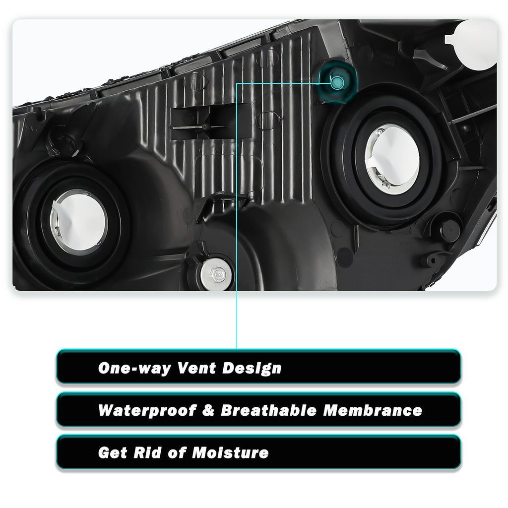 For 2008 2009 2010 2011 2012 Honda Accord Sedan Black Amber Headlights Pair