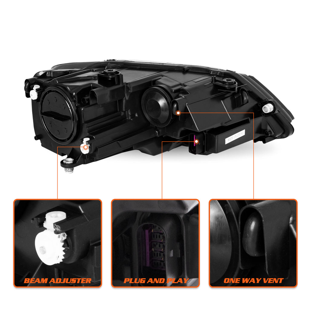 For 2011-2018 Volkswagen Jetta Chrome Amber Halogen Headlight Assembly Headlamp