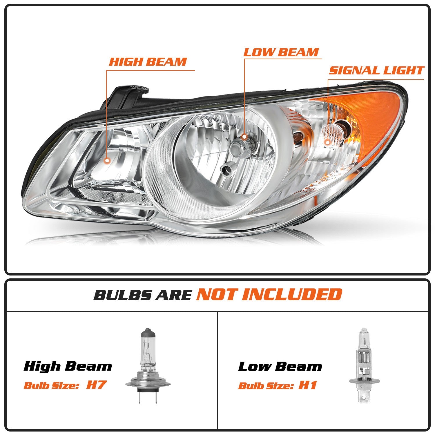 For 2007-2010 Hyundai Elantra Headlights Assembly Replacement Front Headlamp Set