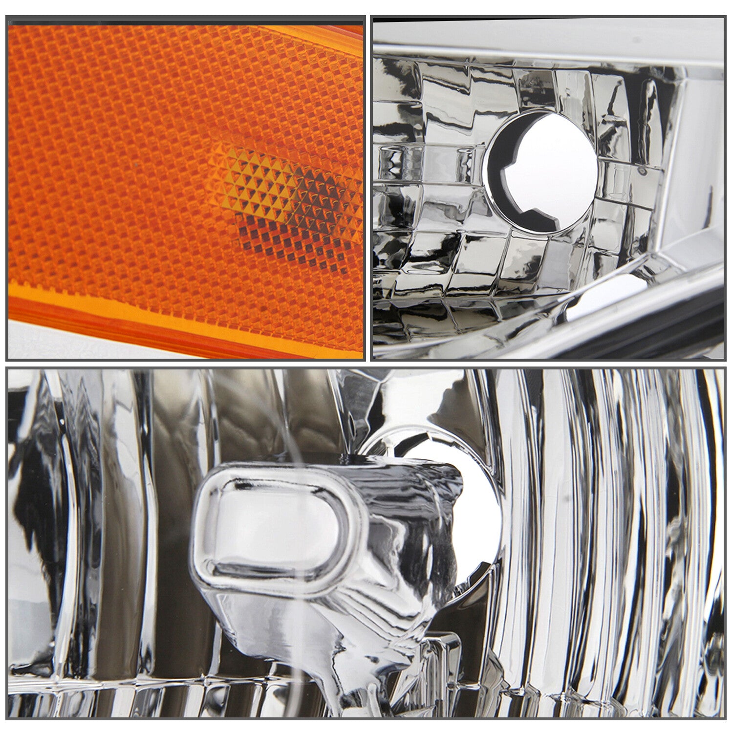 For 2007-2014 Ford Expedition Chrome Housing Amber Corner Headlight Replacement