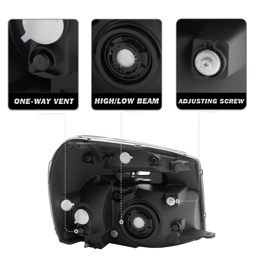 2Pcs For 2005-2009 Chevy Equinox Headlights Black Amber Corner Headlamp Pair