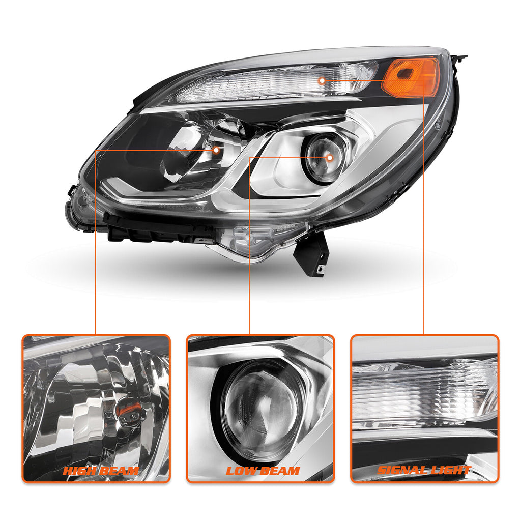 For 2016 2017 Chevy Equinox Factory Halogen Chrome Headlight 16 17 Headlamp Pair