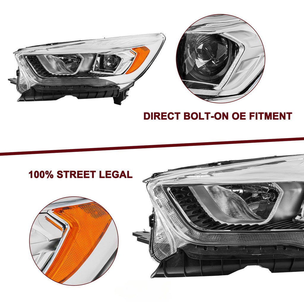 For 2017 2018 2019 Ford Escape Headlight Lamp with LED DRL Pair LH+RH