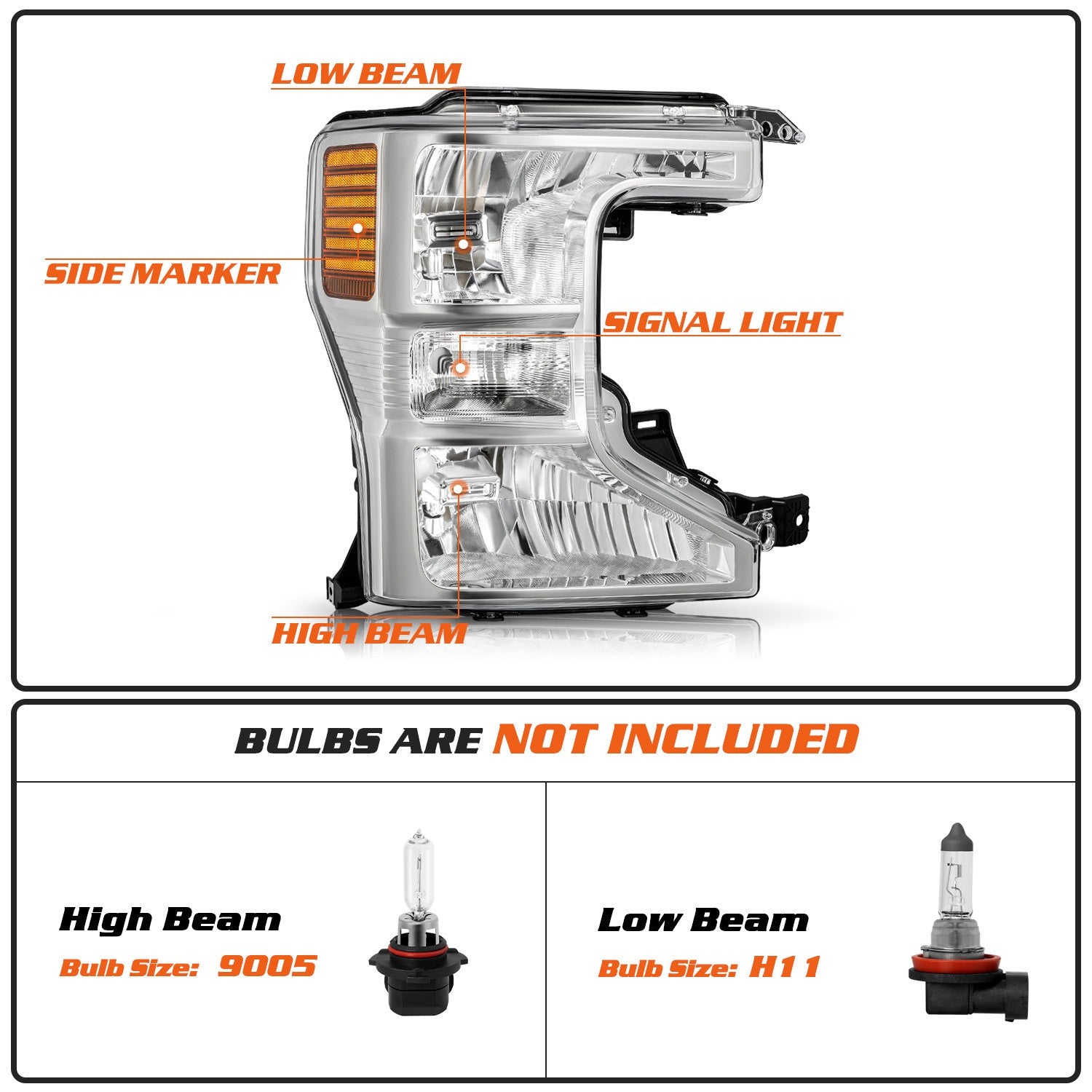 Halogen Headlight For 2020-2022 Ford F250 F350 Super Duty Right Passenger