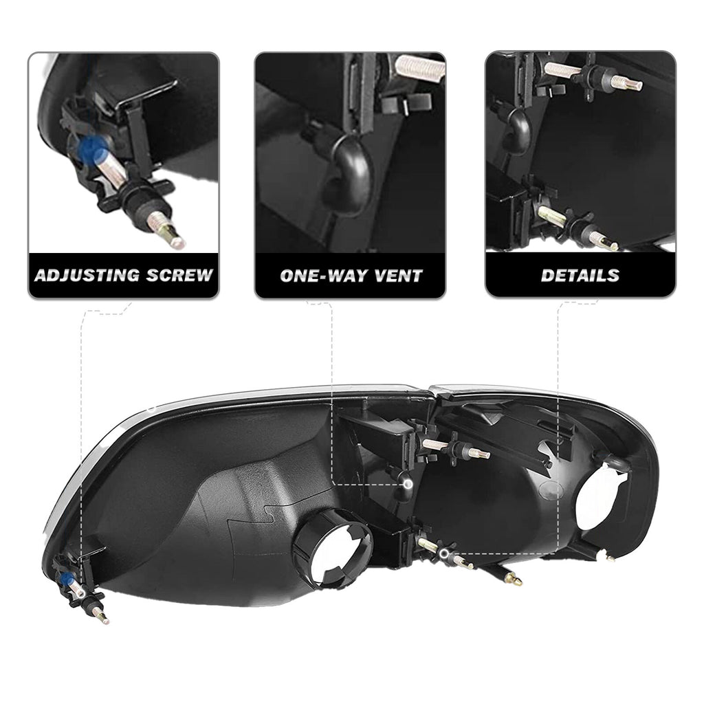 For 97-02 Expedition Ford 97-03 F150 Smoke Housing Amber Corner 4Pcs Headlights