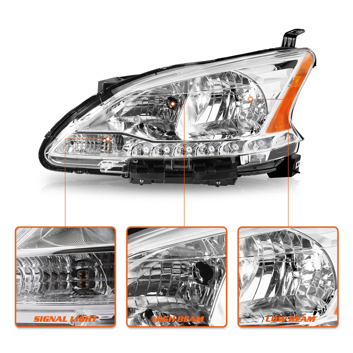 For 2013 2014 2015 Nissan Sentra Halogen Left Driver Headlight Assembly Headlamp