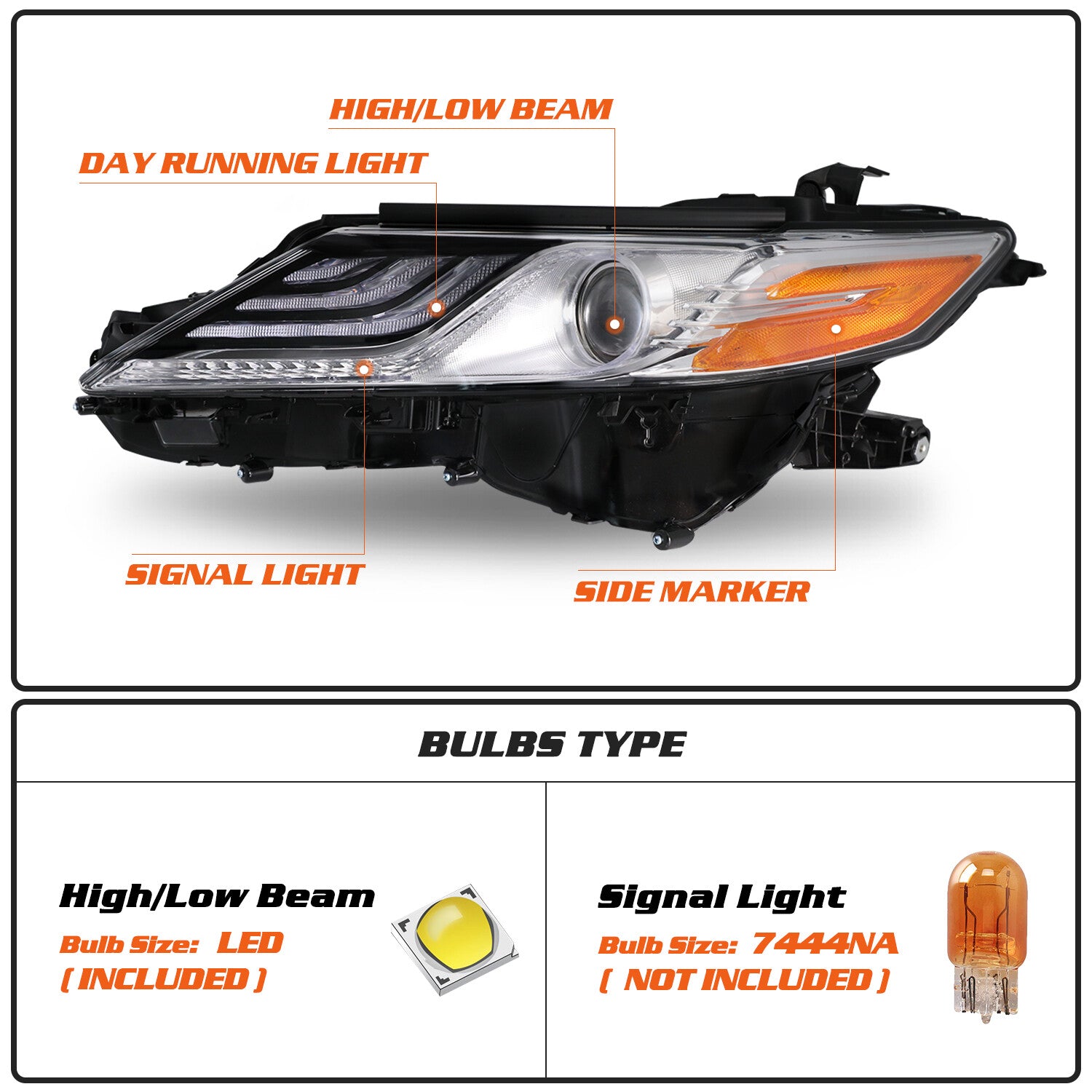 For 2018 2019 2020 Toyota Camry XLE XSE LED Headlight Assembly Driver Left Side