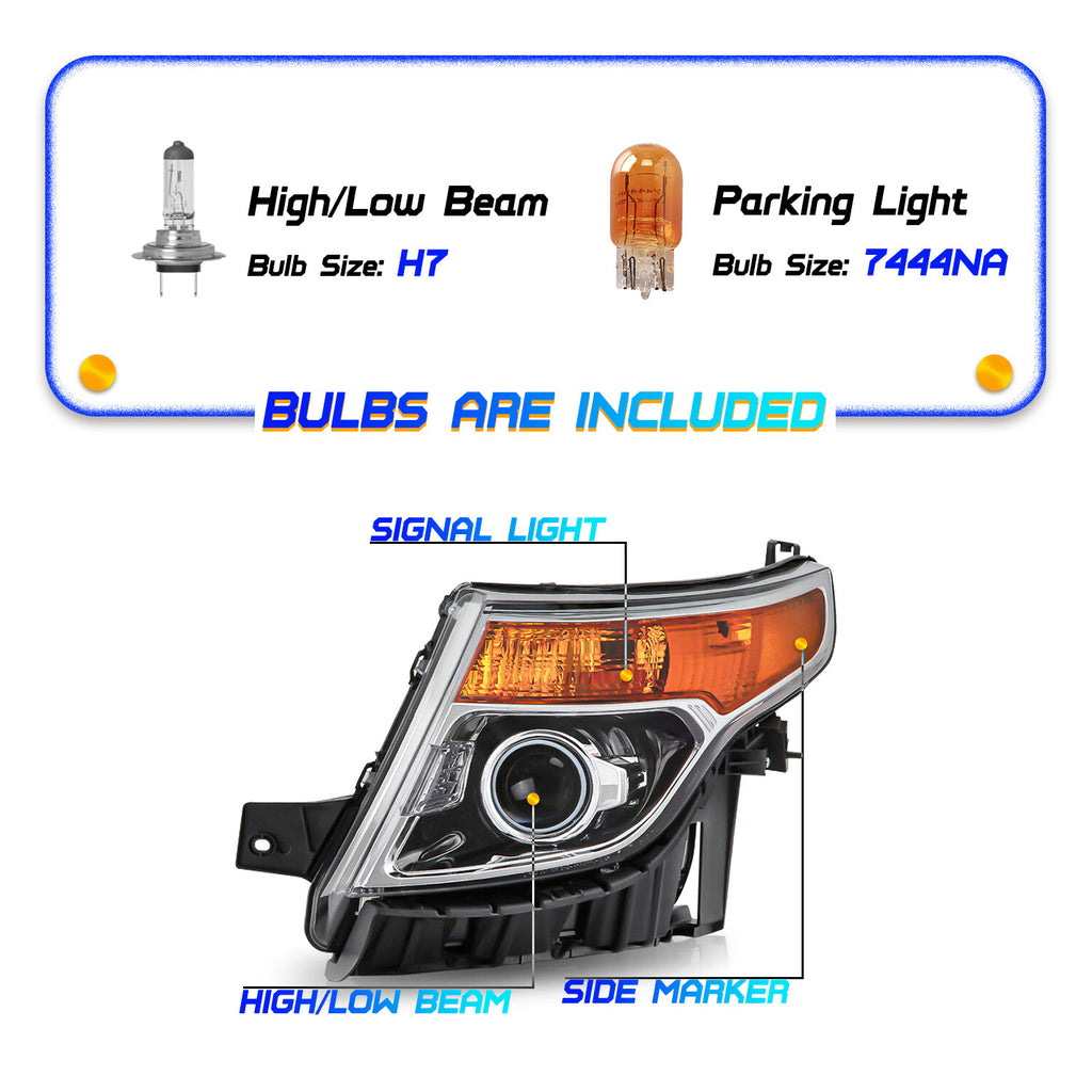 For 2011-2015 Ford Explorer Headlights Factory Style Halogen Headlamps Set LH+RH