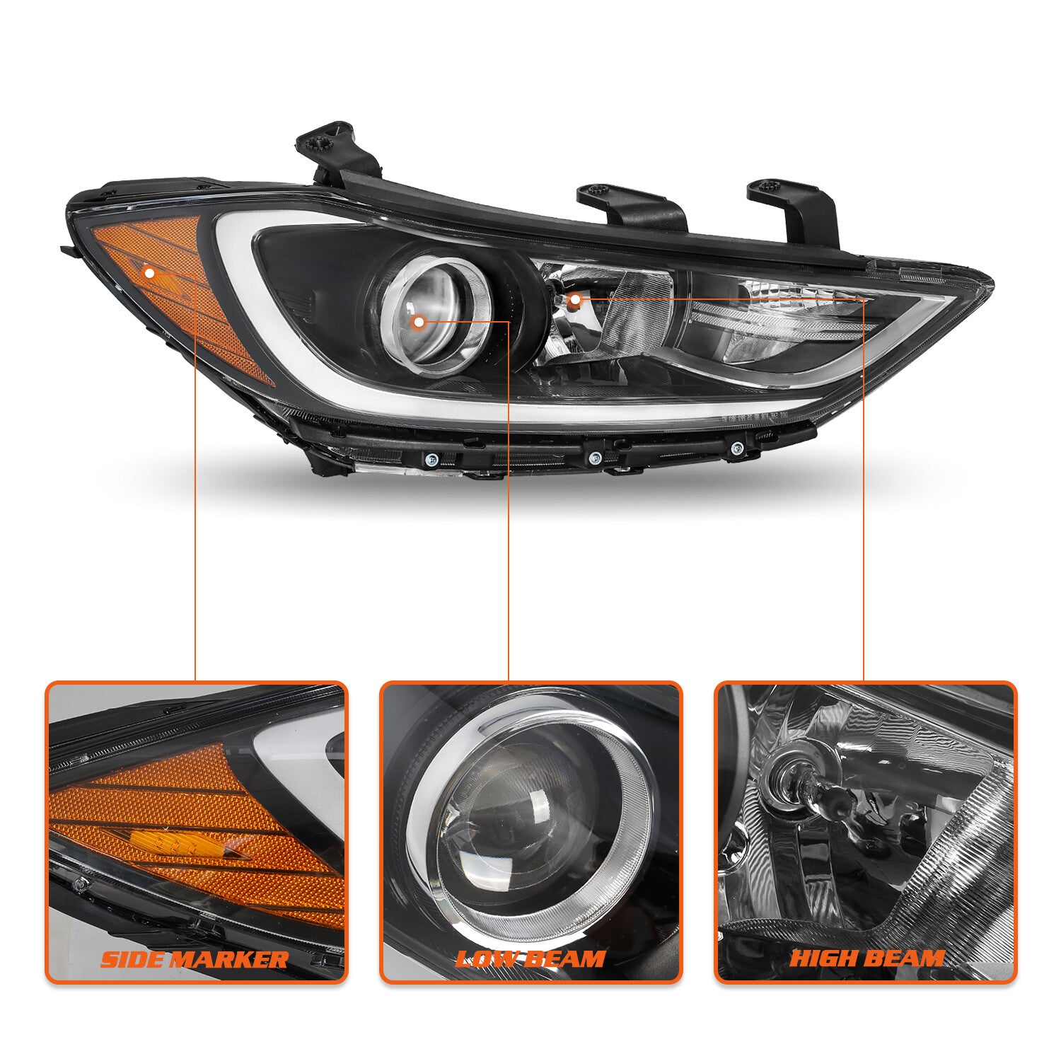 For 2017 2018 Hyundai Elantra Halogen Projector Headlights Right Side 92102F3000