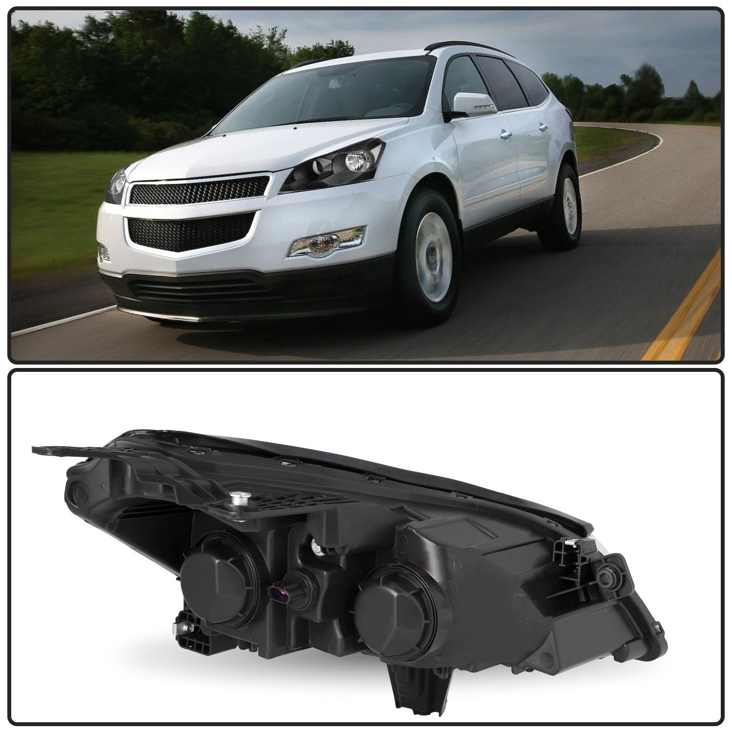 Black Headlights For 2009-2012 Chevy Traverse LS LT Headlamps LH&RH w/ Bulbs