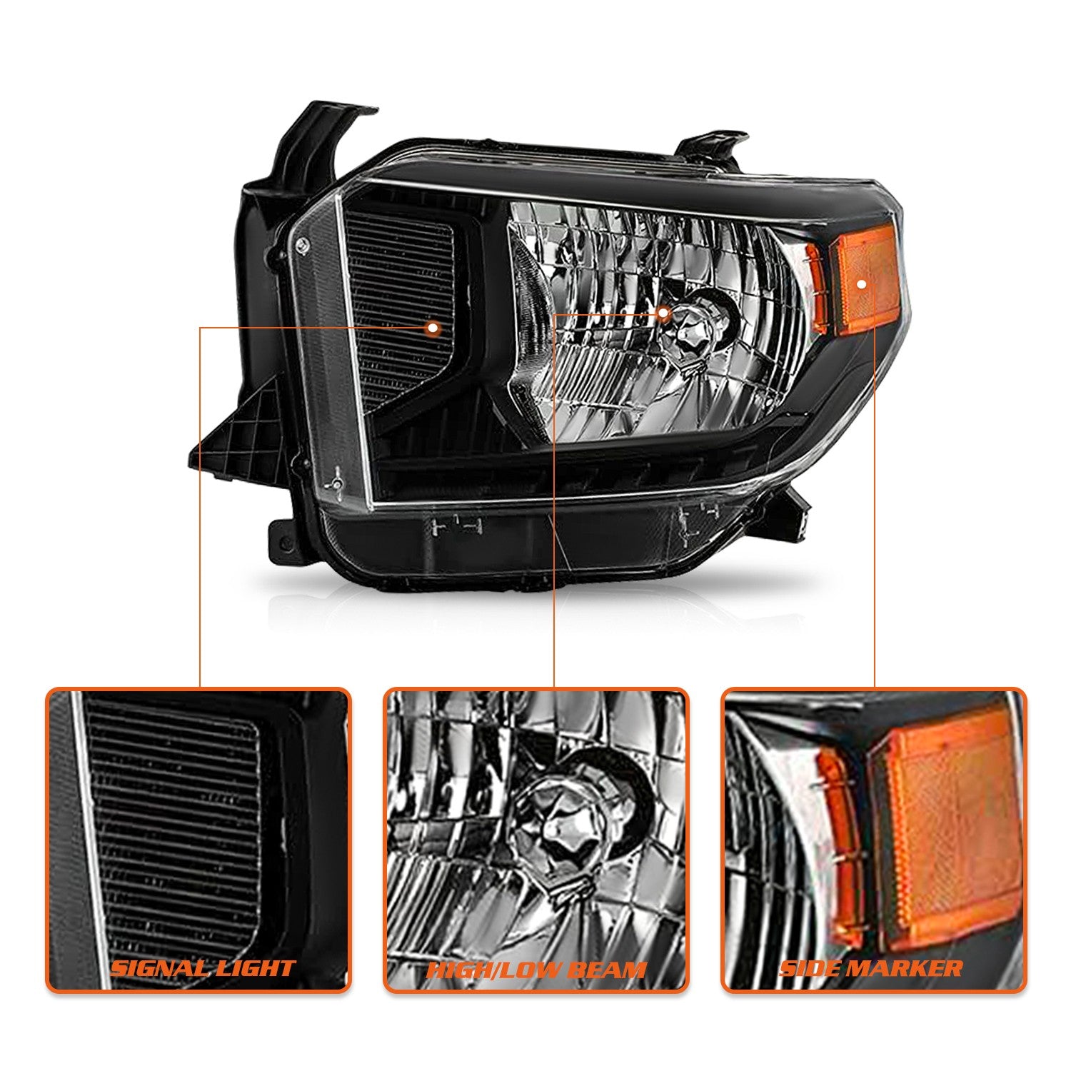 For 2014-2017 Toyota Tundra Left and Right With Level Adjuster 2Pc Headlight Set